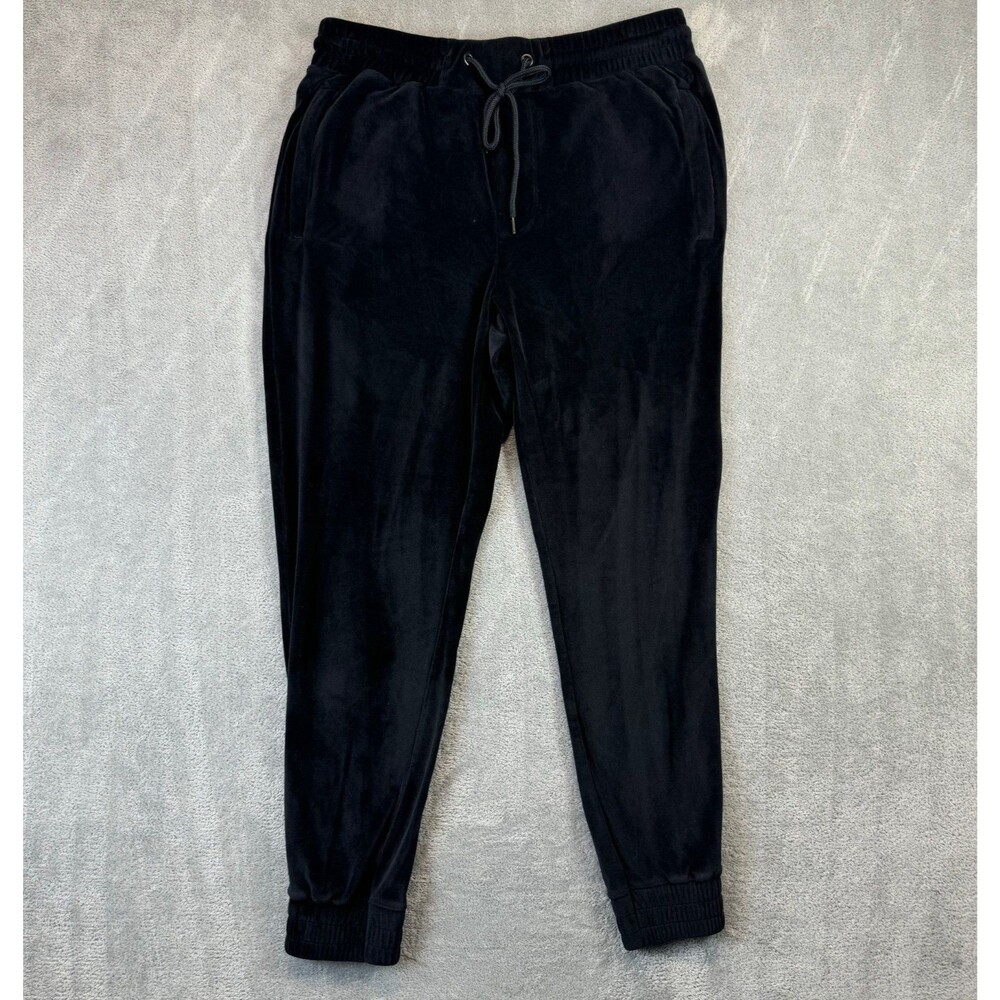 Rebel Minds Joggers Mens Extra Large Black Velour Track Drawstring Stretch Comfy